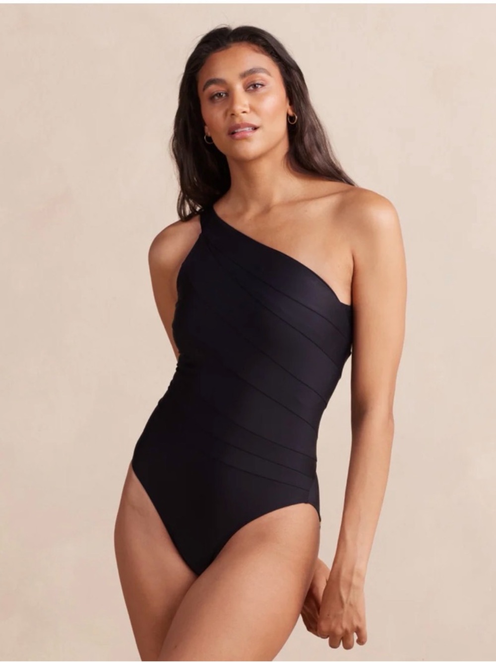 Summersalt sidestoke  One-Shoulder Black Ruched Women’s Swimsuit size 10 EUC